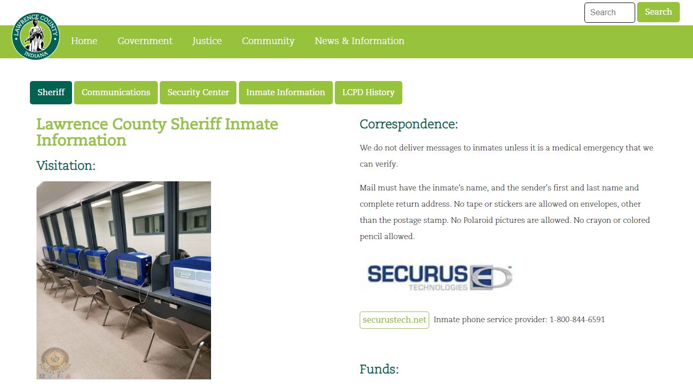 Lawrence County Indiana - Justice - Sheriff - Inmate Information