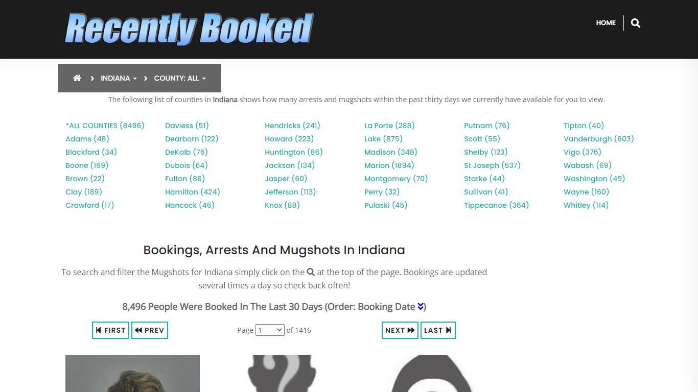 Recent bookings, Arrests, Mugshots in Indiana - Recently Booked